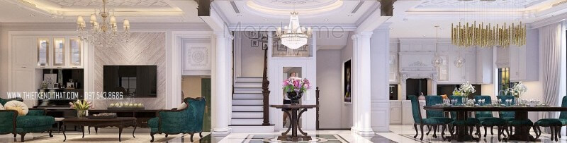 Mẫu thiết kế nội thất biệt thự Vinhomes Riverside là một trong những công trình thiết kế mang đậm phong cách tân cổ điển, sang trọng và quý phái thiết kế biệt thự