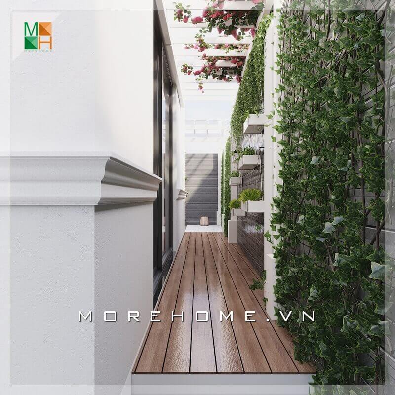 Gợi ý mẫu thiết kế không gian lối đi hông nhà biệt thự, nhà phố đẹp và ấn tượng với những dàn hoa cây lá xanh tươi trở thành không gian thư giãn lý tưởng. thiết kế biệt thự