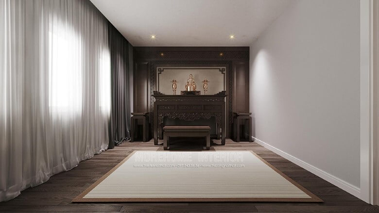 Morehome thiết kế không gian phòng thờ đẹp sang trọng linh thiêng cho không gian nội thất nhà phố, nhà biệt thự Thiết kế nội thất phòng thờ biệt thự
