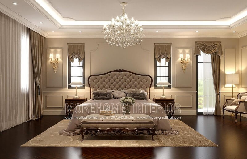 Thiết kế nội thất phòng ngủ biệt thự sang trọng, đẳng cấp