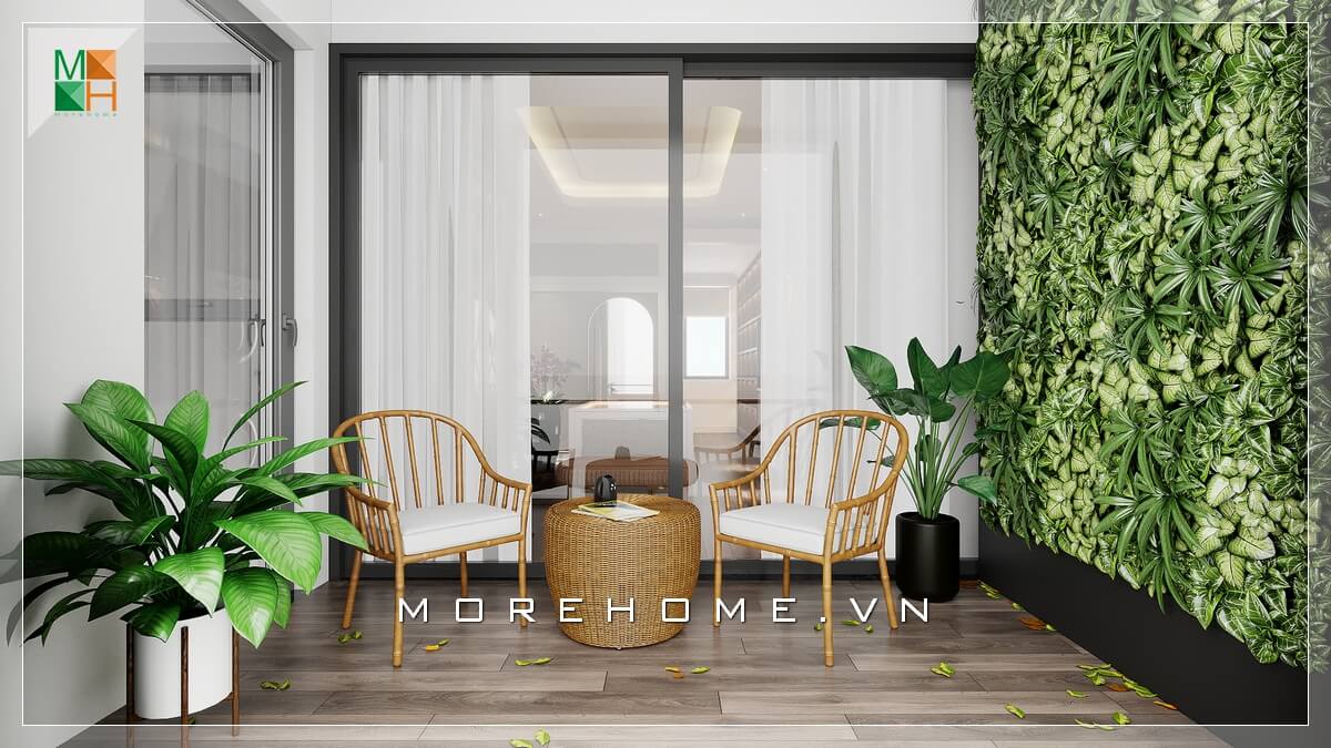 Mẫu bàn 2 ghế thiết kế rất độc đáo chỉ dành riêng cho không gian ban công này, tăng sự tận hưởng và mang lại cảm giác thư giãn cao Mẫu ban công biệt thự