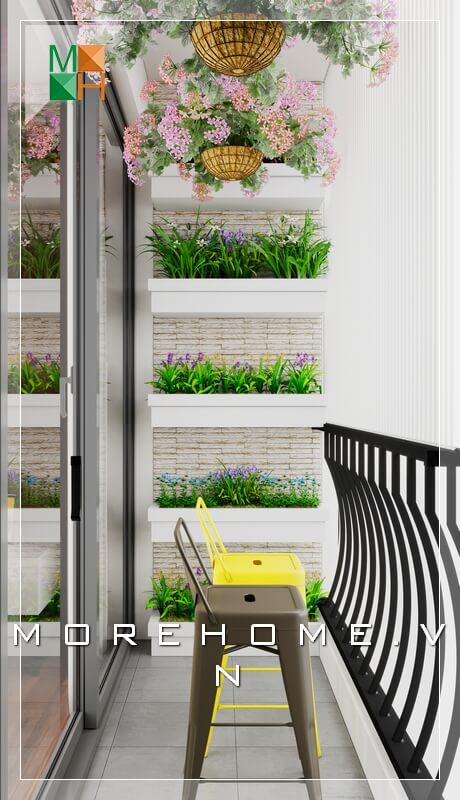 Trang trí ban công độc đáo với mẫu 2 ghế ngồi ban công đến các chậu hoa lung linh biến không gian ban công xanh mát trở nên lý tưởng và thư giãn. Mẫu ban công biệt thự