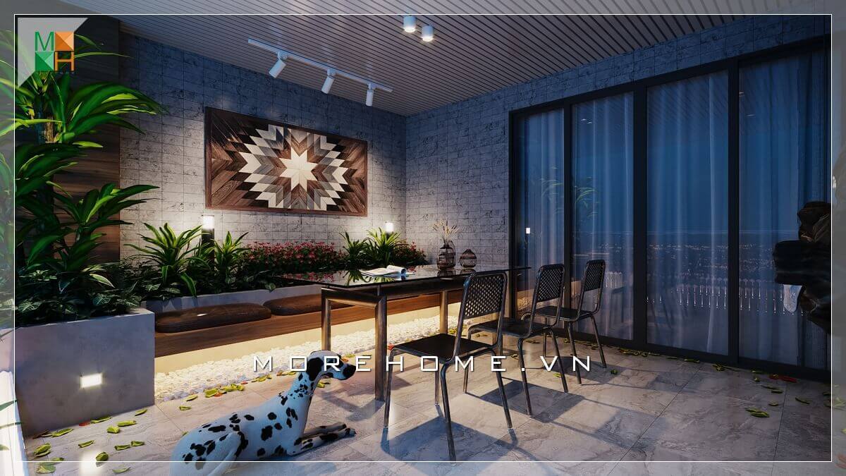 Ấn tượng mẫu bàn ghế ban công hiện đại, một không gian huyền bí và lý tưởng. Mẫu ban công biệt thự