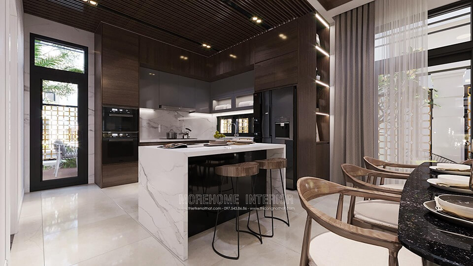 Thiết kế phòng bếp biệt thự sang trọng