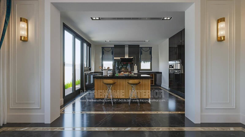Thiết kế phòng bếp biệt thự sang trọng