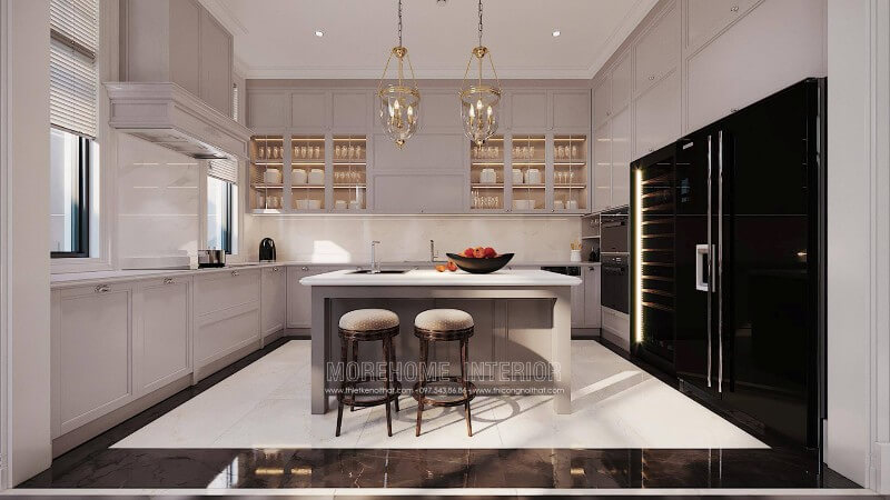 Thiết kế phòng bếp biệt thự sang trọng