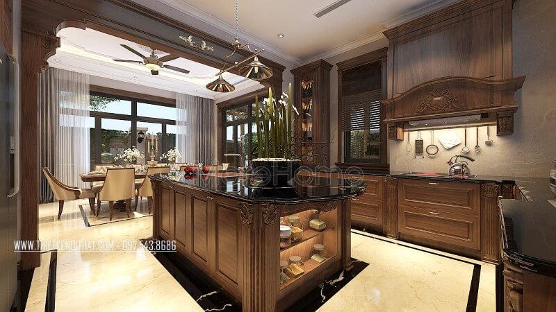 Thiết kế phòng bếp biệt thự sang trọng