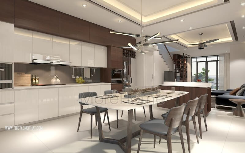 Thiết kế phòng bếp biệt thự sang trọng
