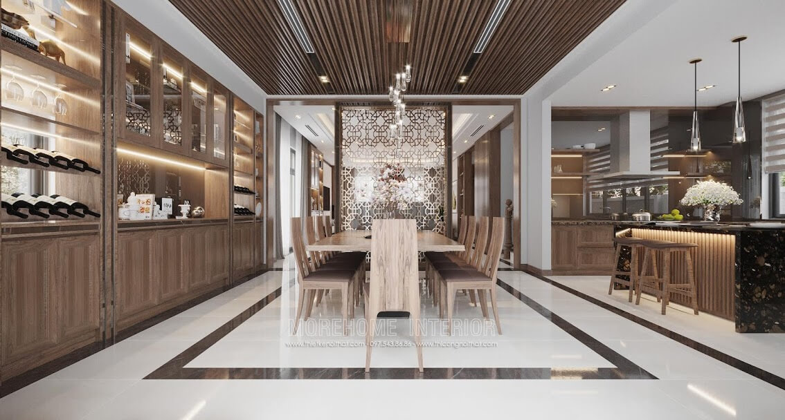 Thiết kế phòng bếp biệt thự sang trọng