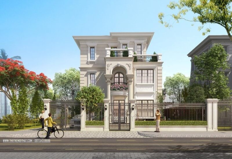 Công trình thiết kế biệt thự Splendora An Khánh kiến trúc tân cổ điển đẹp đẳng cấp tại huyện Hoài Đức Hà Nội thiết kế biệt thự phố