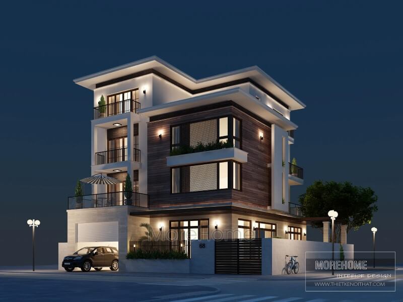 Công trình thiết kế kiến trúc biệt thự hiện đại 4 tầng đẹp cao cấp tại Nam Định thiết kế biệt thự phố