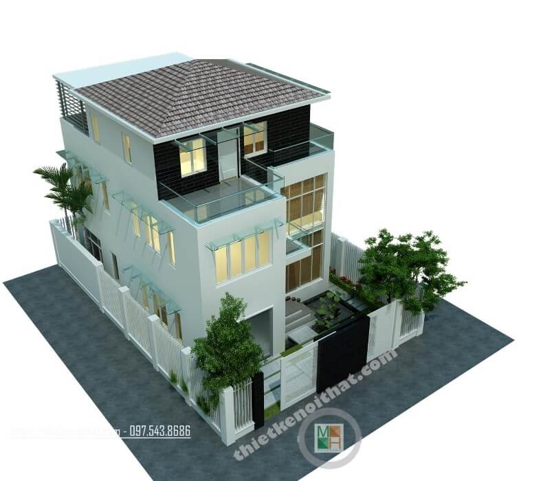 Công trình thiết kế kiến trúc nhà biệt thự hiện đại đẹp cao cấp ở Hà Đông Hà Nội thiết kế biệt thự phố
