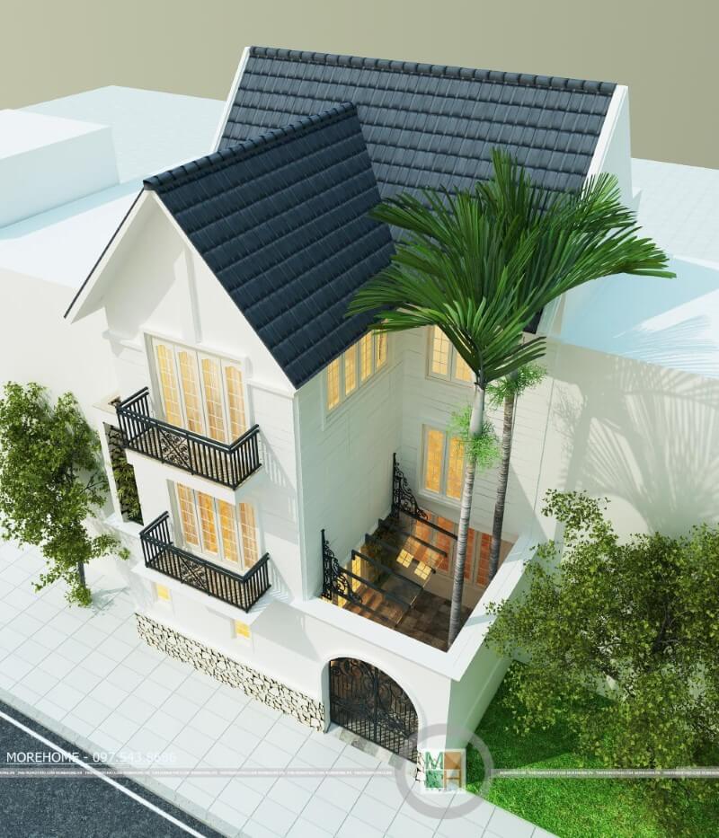 Thiết kế kiến trúc hiện đại cho biệt thự 3 tầng mái thái tại KĐT Việt Hưng Long Biên Hà Nội thiết kế biệt thự phố