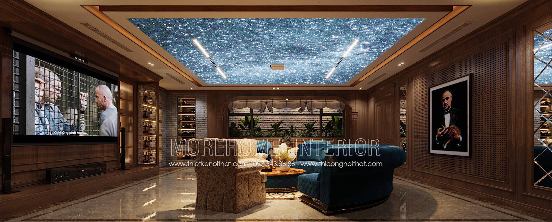 Thiết kế nội thất tầng hầm - tủ rượu biệt thự đẹp đẳng cấp