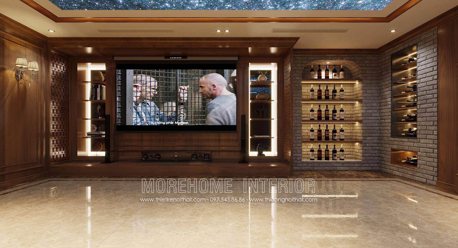 Thiết kế nội thất tầng hầm - tủ rượu biệt thự đẹp đẳng cấp
