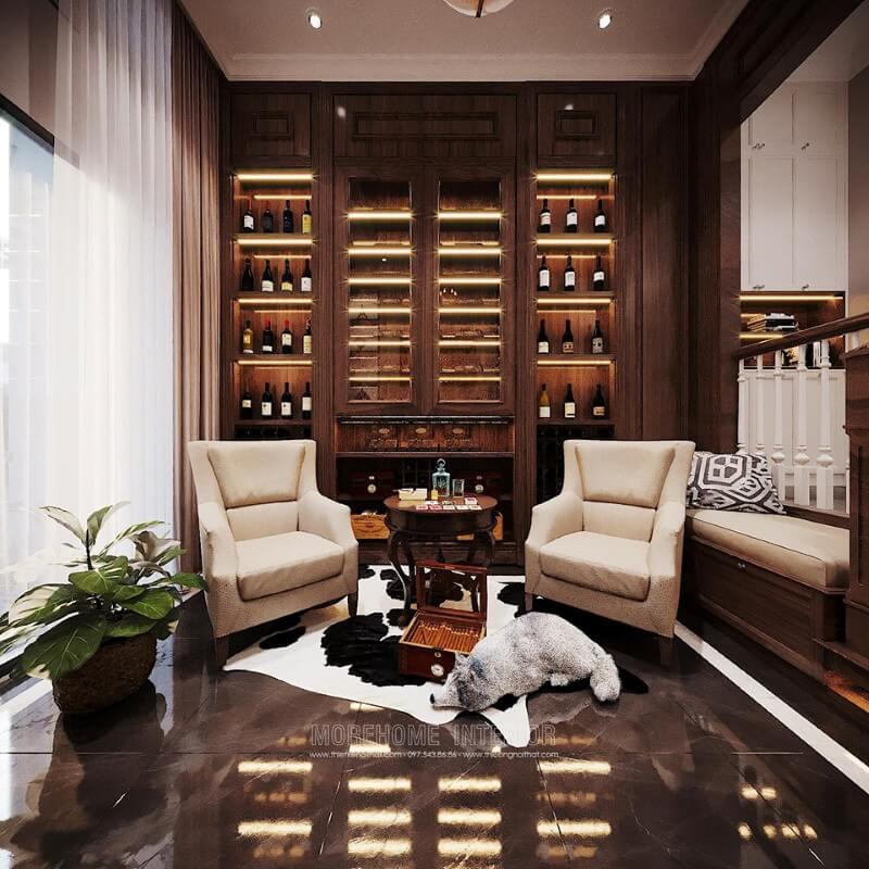 Thiết kế nội thất tầng hầm - tủ rượu biệt thự đẹp đẳng cấp