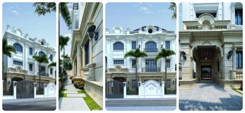 Thiết kế biệt thự 3 tầng kiến trúc tân cổ điển kiểu Pháp sang trọng tại KĐT Xuân Phương, Từ Liêm, Hà Nội thiết kế biệt thự Hà Nội