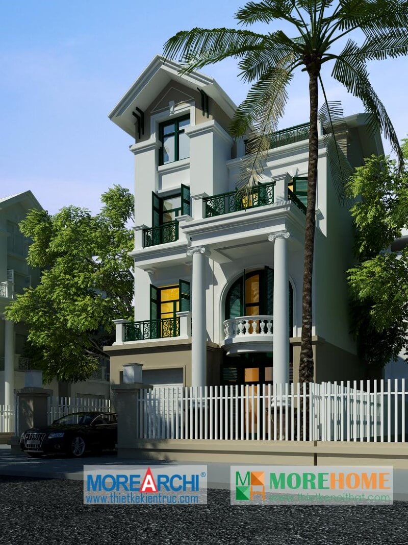 Thiết kế kiến trúc biệt thự 3 tầng mái thái hiện đại tại Mỹ Đình Hà Nội thiết kế biệt thự Hà Nội